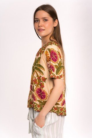 Bluza beige cu print Jungle