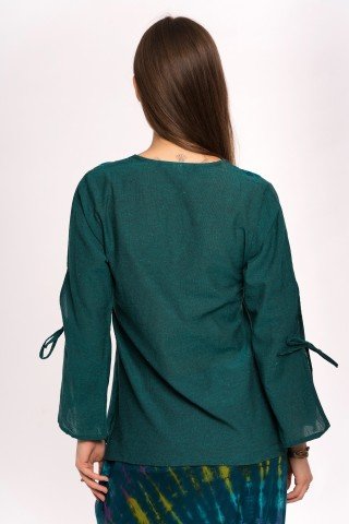 Bluza verde inchis cu anchior si broderie