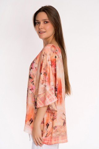 Bluza peach cu imprimeu floral