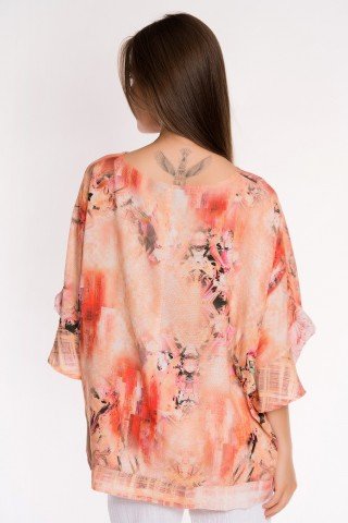 Bluza peach cu imprimeu floral
