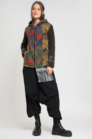Jacheta neagra cu fleece Hippy Style