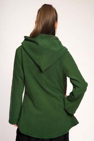 Jacheta verde tye-dye petrecuta cu gluga