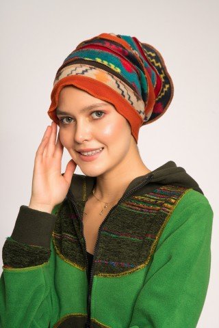 Caciula tip turban multicolora din polar