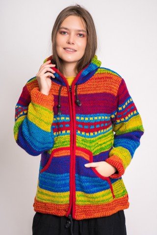 Jacheta unisex din lana cu polar Big Rainbow