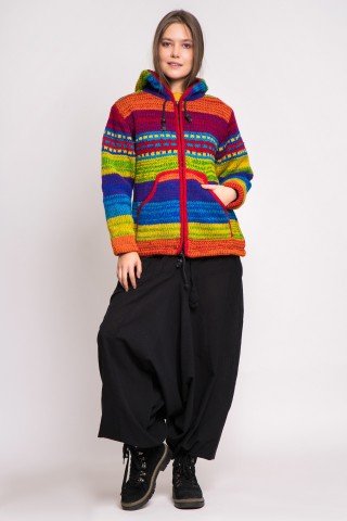 Jacheta unisex din lana cu polar Big Rainbow