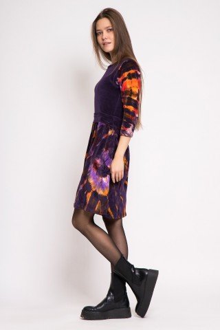 Rochie din catifea mov tie dye
