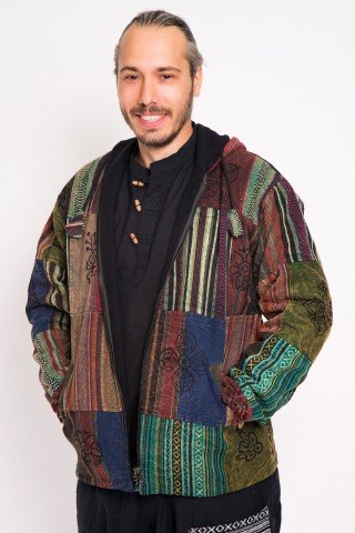 Jacheta Gheri multicolora cu print si polar