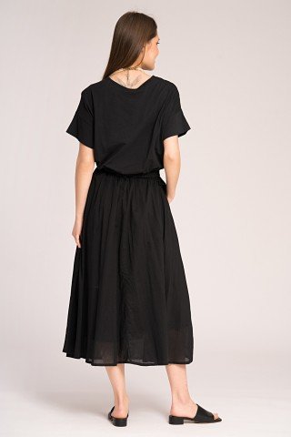 Rochie neagra Naya din bumbac cu elastic in talie