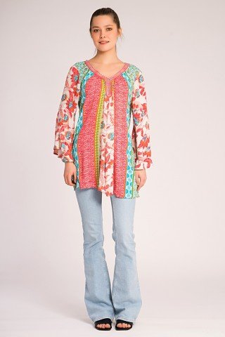 Bluza asimetrica multicolora cu imprimeu floral