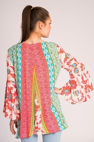 Bluza asimetrica multicolora cu imprimeu floral