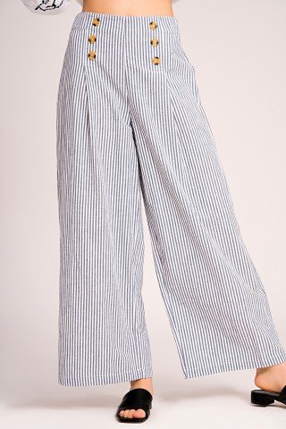 Pantaloni de in cu nasturi si dungi fine