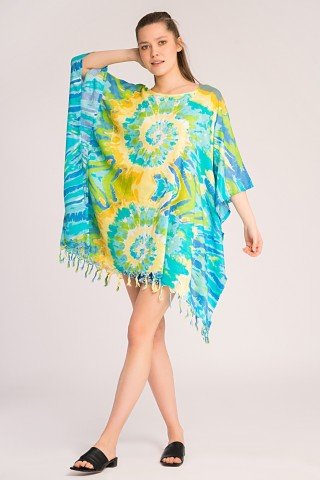 Poncho tye dye turcoaz