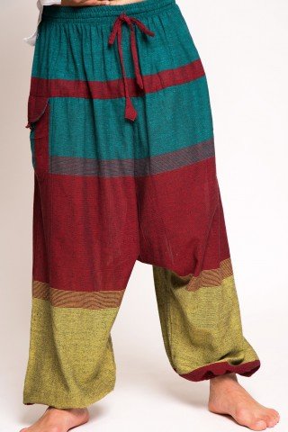 Pantalon-salvar unisex, verde ,visiniu ,lime cu buzunare aplicate