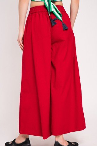Pantaloni Culotte rosii cu buzunare