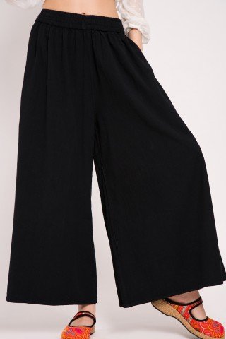 Pantaloni Culotte negri cu buzunare