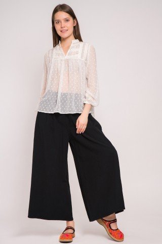 Pantaloni Culotte negri cu buzunare