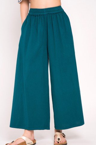 Pantaloni Culotte albastru marin cu buzunare