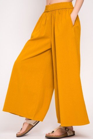 Pantaloni Culotte galbeni cu buzunare