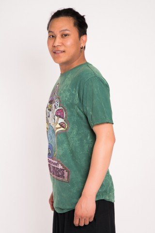 Tricou verde stone wash Eat Mushromms