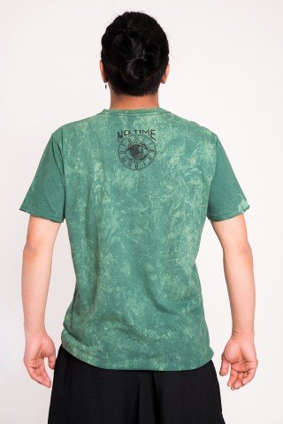 Tricou verde stone wash Eat Mushromms