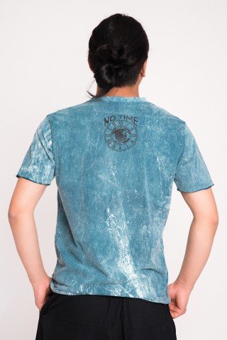 Tricou albastru stone wash Lizard