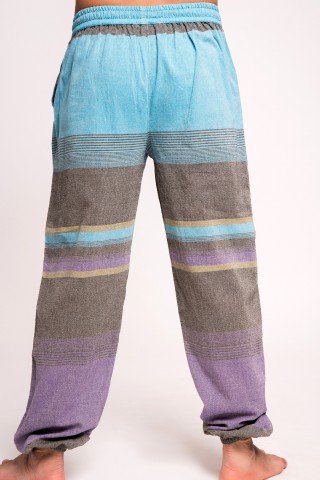 Pantaloni gri bleu cu siret si elastic