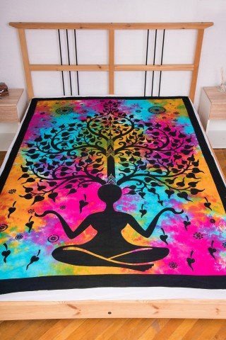 Cuvertura single multicolora Tree of Meditation