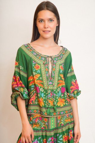 Bluza Jungle cu maneci bufante