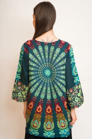 Bluza asimetrica din bumbac Mandala