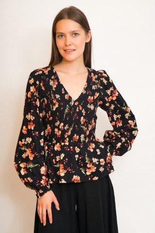 Bluza cambrata cu imprimeu floral