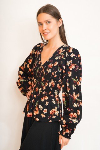 Bluza cambrata cu imprimeu floral