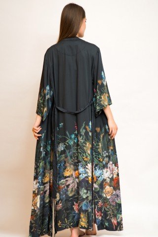 Kimono lung matasos cu imprimeu floral