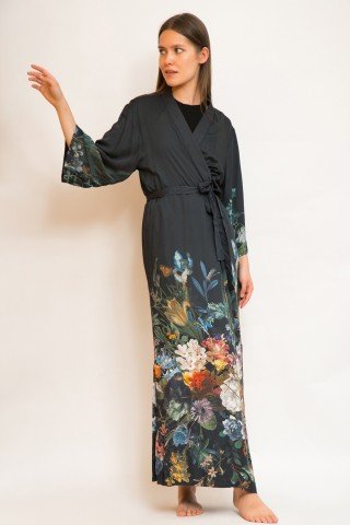 Kimono lung matasos cu imprimeu floral