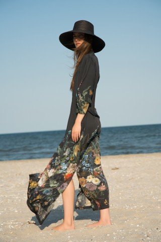 Kimono lung matasos cu imprimeu floral