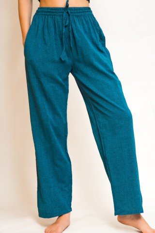 Pantaloni unisex albastri din bumbac