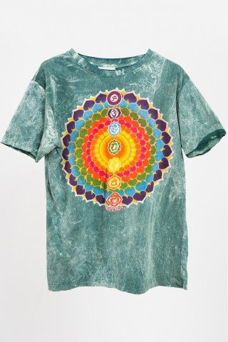 Tricou unisex tye dye vernil Mandala Chakrelor