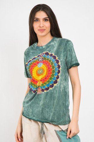 Tricou unisex tye dye vernil Mandala Chakrelor