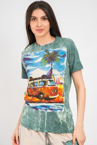 Tricou unisex tye dye vernil Surfing Time