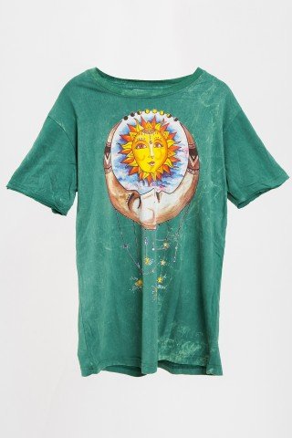 Tricou unisex tye dye verde  Moon and Sun