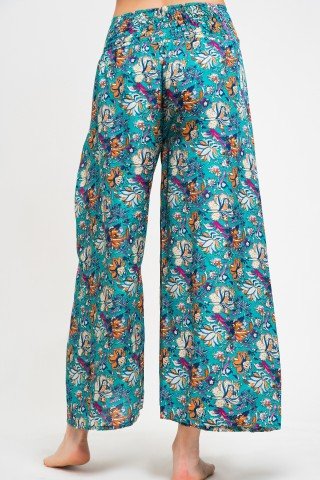 Pantaloni petrecuti blue cu imprimeu paisley