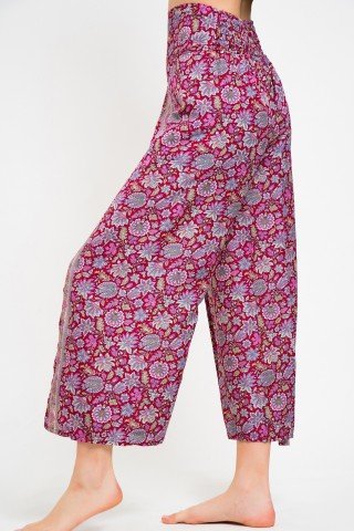 Pantaloni petrecuti visinii cu imprimeu paisley