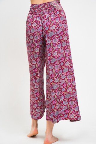 Pantaloni petrecuti visinii cu imprimeu paisley