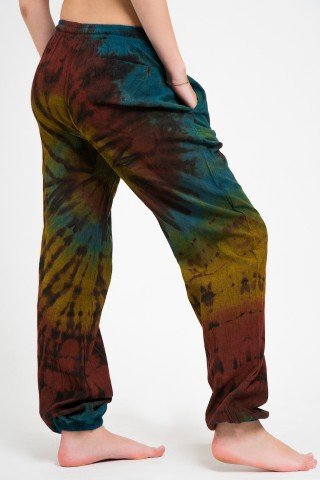 Pantaloni unisex negri tye dye cu elastic