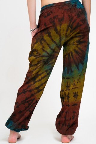 Pantaloni unisex negri tye dye cu elastic