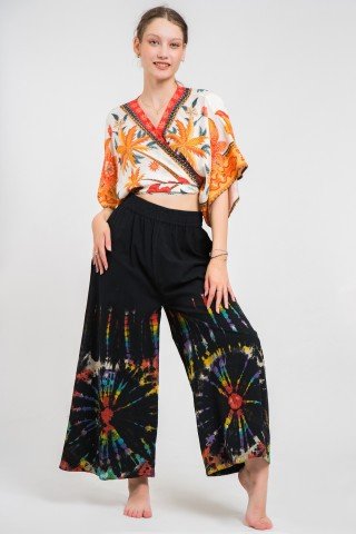 Pantaloni culotte negri tye dye