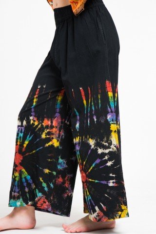 Pantaloni culotte negri tye dye