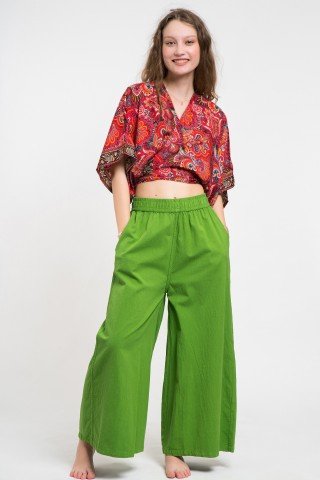 Pantaloni Culotte verde crud