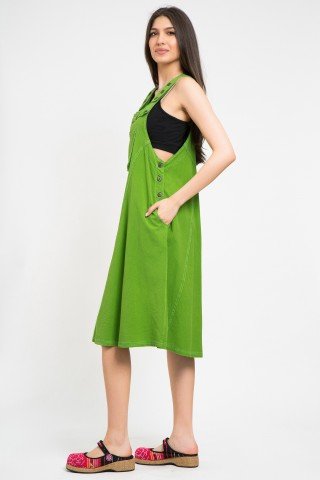 Rochie stil sarafan verde crud