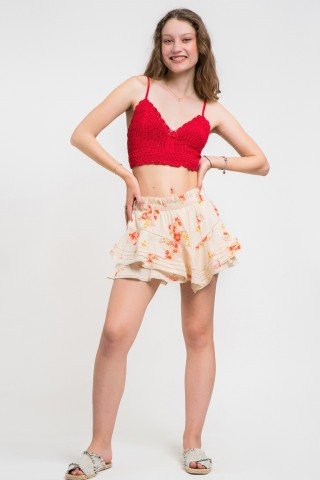 Fusta pantalon cu imprimeu floral