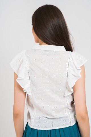 Bluza alba cu broderie englezeasca